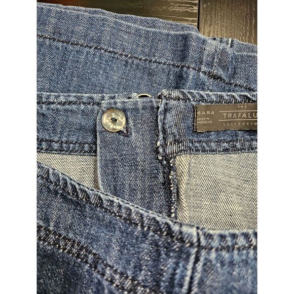 Zara Trafaluc Denim Back Zip Mini Skirt Blue Size X-Small - Picture 4 of 4